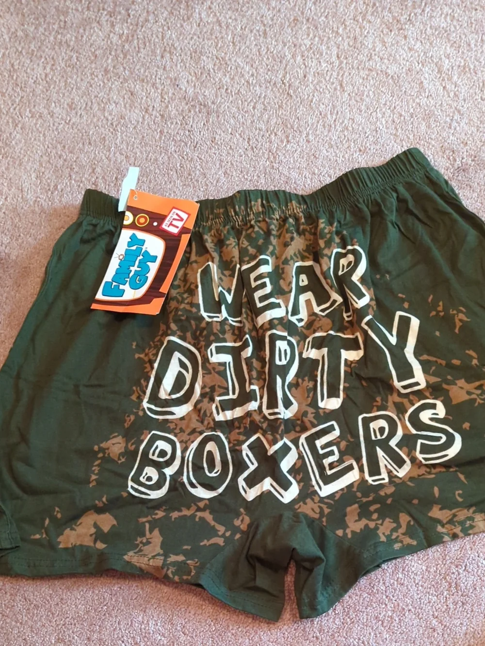 Men's Family Guy Dk Green Graphic Shorts with Cute Character. L Tall. New. 36-38